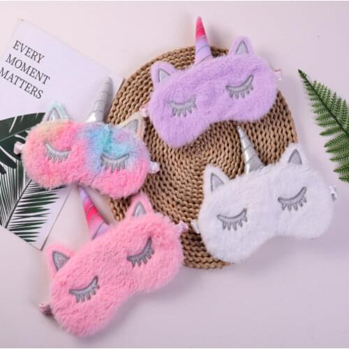 Rainbow Unicorn Plush Eye Mask Cartoon Animal Sleep Plush Eye Mask Relaxation Suitable for Travel Family Party Toys