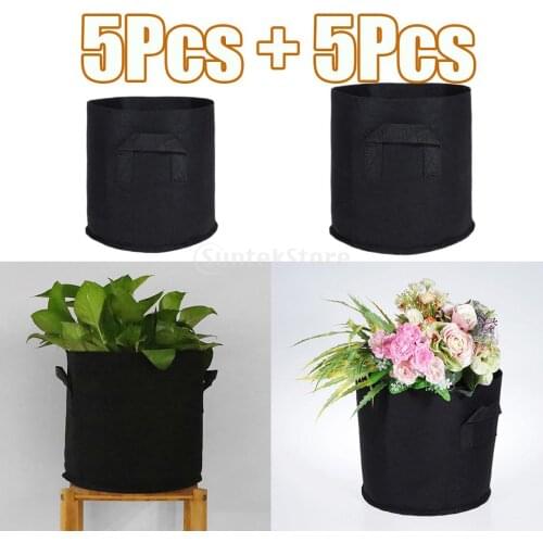 1&2 Gallon Garden Fabric Grow Bags Planter Breathable Black Round