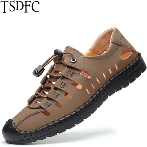 2021 Summer Men Sandals Cow Suede Leather Men Casual Shoes Outdoor Men Leather Sandals for Men Beach Shoes Big Size Roman Shoes