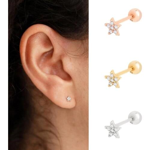 CANNER Star 925 Sterling Silver Stud Earrings For Women oorbellen voor vrouwen Couple Gift orecchini kolczyki Pierced Earring