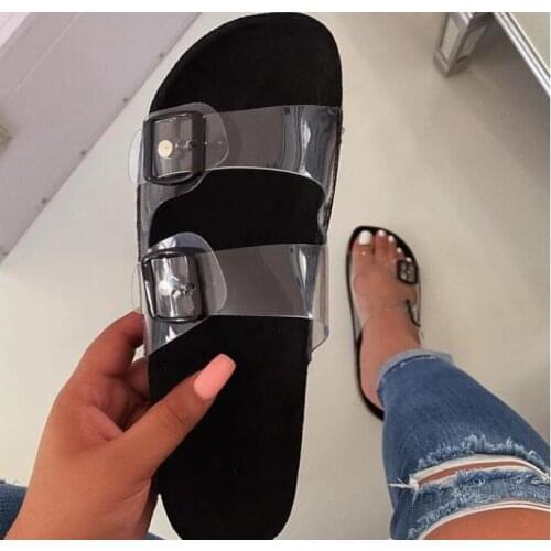 Rhinestone bright color women slippers 2020 new acrylic beach shoes outdoor flip flop wild fashion flat non-slip rubber slippers