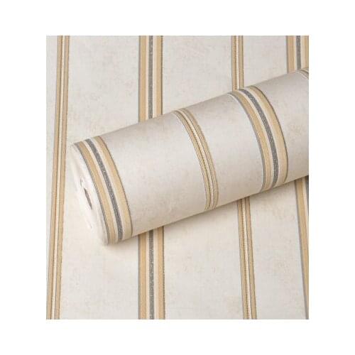 Embossed 3D three-dimensional modern European non-woven wallpaper self-adhesive, bedroom warm living room vertical stripes