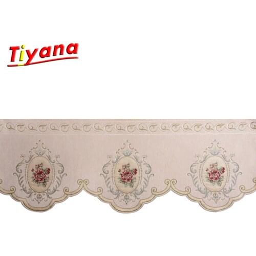 Only Material) 1 Piece Window Valance Fabric Chenille Jacquard Embroidery Coffee/ Blue/ Beige Short Kitchen Curtains DL034*30