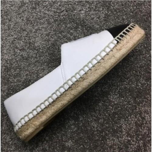 Classical Top Quality Luxury Brand Design Goat Leather Woman Espadrilles Slip On Loafers Comfortable Flat Fisherman Shoes