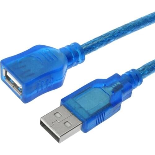 30CM Short USB 2.0 AM-AF Extension Cable USB 2.0 AM Female To AF Male Data Sync Cable USB 2.0 Transparent Blue Data Cord