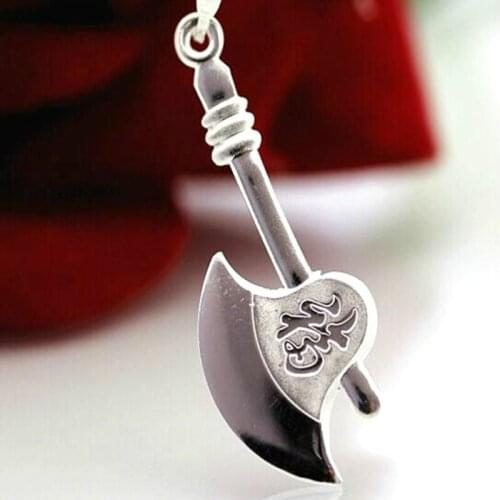 Unique Axe Design Real S999 Silver Pendant Man Amulet Nice Handmade Silver Crafts*Free Rope Necklace+Gift Box