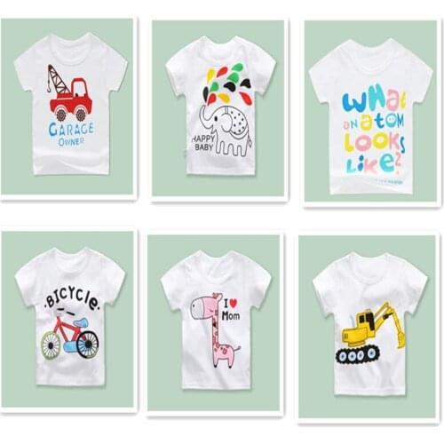 V-TREE Summer Baby T Shirt Cotton Cartoon Print Cute Girls Top Tees Boys Clothing