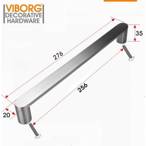 VIBORG Deluxe 256mm Solid 304 Stainless Steel Modern Kitchen Cabinet Cupboard Door Wardrobe Handles Drawer Pull Handle, SV728
