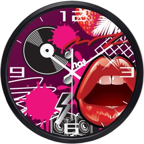 Vinyl Records Red Lip Wall Clock, Music Element