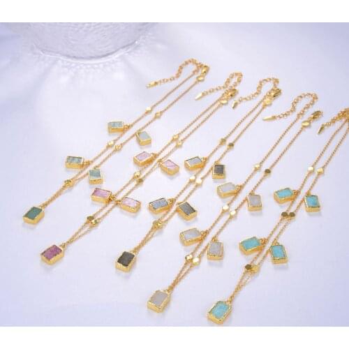 High jewelry natural rhodolite pendant necklace s925 sterling silver high-end retro personality design rainbow choker for women