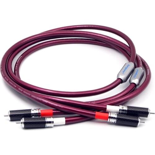 Audiophile Audio RCA Cable 4N Sterling Silver Conductor High Density Shielding carbon fibre RCA Connection line