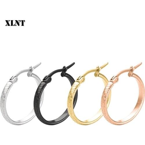XLNT Fashion Geometric Stainless Steel Small Circle Hoop Earrings for Womens Girls Punk Jewelry