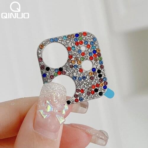 Rear Camera Lens Protector For iPhone 12 Pro Max Mini Glitter Diamond Rhinestone For iPhone 11 12Pro Metal Ring Back Glass Film