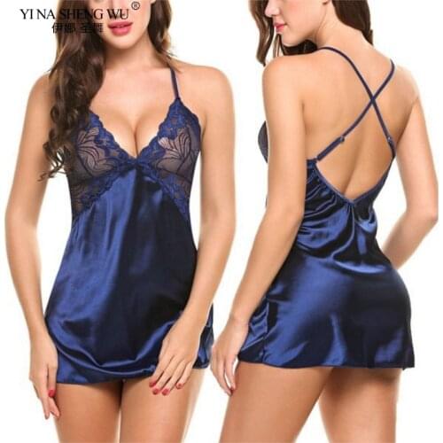 Womens Sexy Lingerie Dress Babydoll Set Lace Nightwear Lace Braces Skirt Plus Size Halter Erotic Underwear Sexy Nightwear Dress