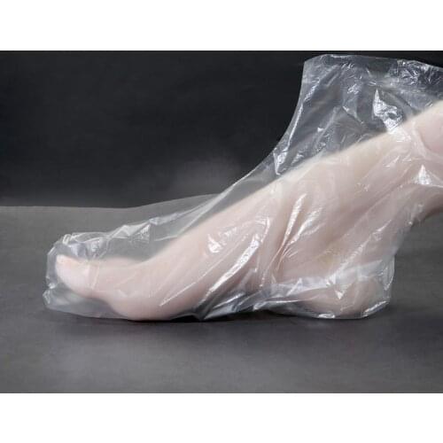100Pcs Disposable Plastic Foot Cover Transparent Paraffin Bath Liner Bag Booties 667D