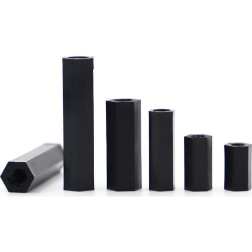20/50pcs Female to Female Nylon Spacer M2 M2.5 M3 M4 Black Nylon Standoff spacer