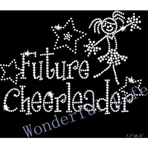 Free shipping FUTURE CHEERLEADER IRON ON RHINESTONE TRANSFER