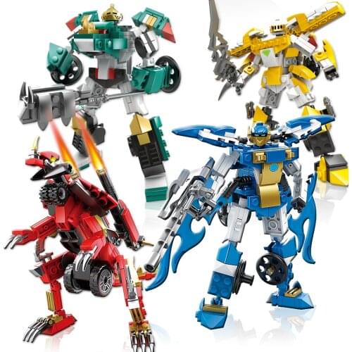 4PCS/SET Mecha Transformation Robot Cars Building blocks Compatible technic Bricks enlighten Educational Toy for Children
