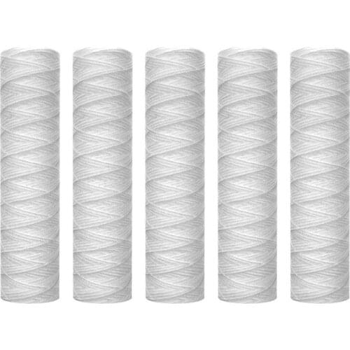 5 Micrometre 10 x 2.5 Inch String Wound Sediment Water Filter Cartridge Whole House Sediment Filtration, Universal Replacement f