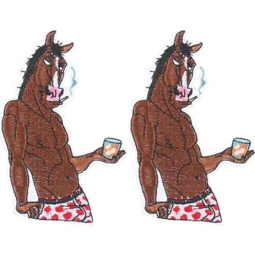 5PCS Personality Horse Punk Punk Clothes Applique Iron on Embroidered Patches for Clothing Iron on Transfer on Apparel Fabric