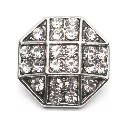 6pcs/lot Metall Polygon Snap Buttons Crystal Vintage Snap Charms Fit 18mm/20mm DIY Snap Bracelets Necklace Jewelry Making