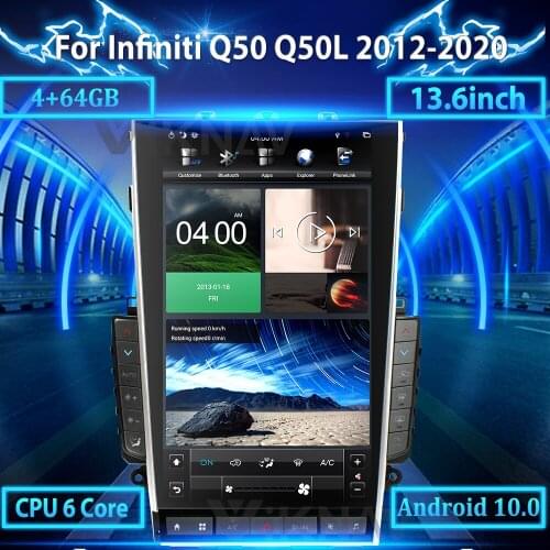 2din PX6 13.6inch Android10.0 car radio GPS navigation For Infiniti Q50 Q50L 2012-2020 car DVD multimedia player auto stereo