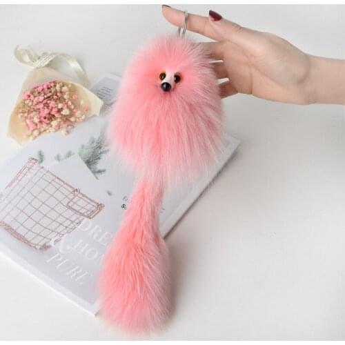 Cute Fox Keychain Soft Kawaii Gift Handmade Cute Bag Pendant Fashion Couple Accessories Personality Car Plush Keychain Real Fur