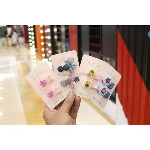 DHL 1000set 2pc/set Girls Cute Cartoon Lace Bow Hair Pins Kids Hair Clips Children Barrettes Accessories Headdress Headwear