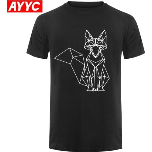 Geometric Fox T shirt Minimalist Animal Abstract Line Tshirt 2018 New Cartoon Fox Casual T Shirts Top Quality Cotton Youth Tees