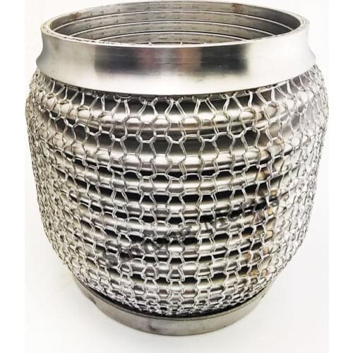 Stainless Steel 304 Flex Pipe Exhaust Bellow Tube Flex Coupler With Mesh Interlock Super Flexible Bellows 63x102mm 76x102mm