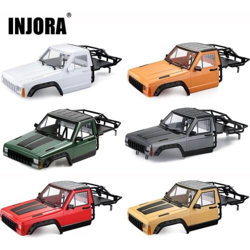 INJORA RC Car Cherokee Body Cab & Back-Half Cage for 1/10 RC Crawler Traxxas TRX4 Axial SCX10 90046 Redcat GEN 8 Scout II