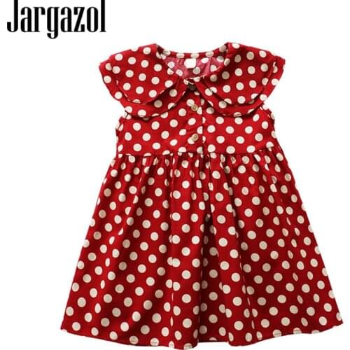Jargazol Kids Clothes 2019 Girls Dress Falbala Large Dots Printed Summer Sleeveless Princess Dress Toddler Girl Costume Vestido