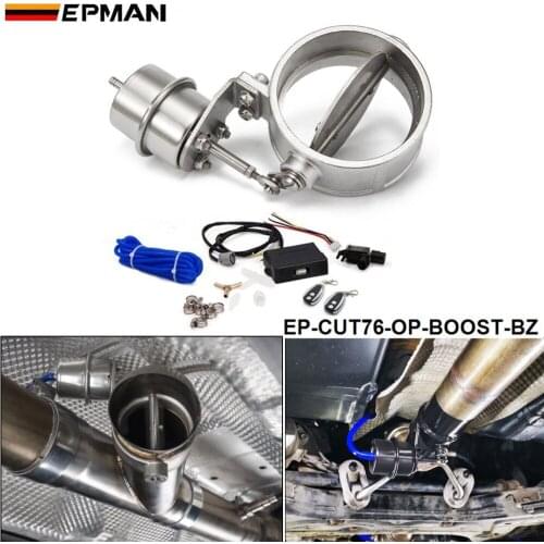 Exhaust Control Valve Set With Boost Actuator Cutout 3"76mm Pipe CLOSED with Wireless Remote Controller Set EP-CUT76-CL-BOOST-BZ