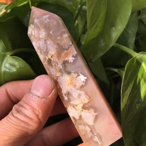 Beautiful natural crystal agate natural cherry blossom agate crystal point natural crystal reiki healing 70-80MM