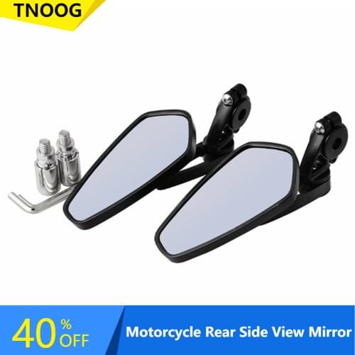 TNOOG Motorcycle Accessories1 Pair 7/8" 22mm Universal Aluminum Rear View Black Handle Bar End Side Rearview Mirrors