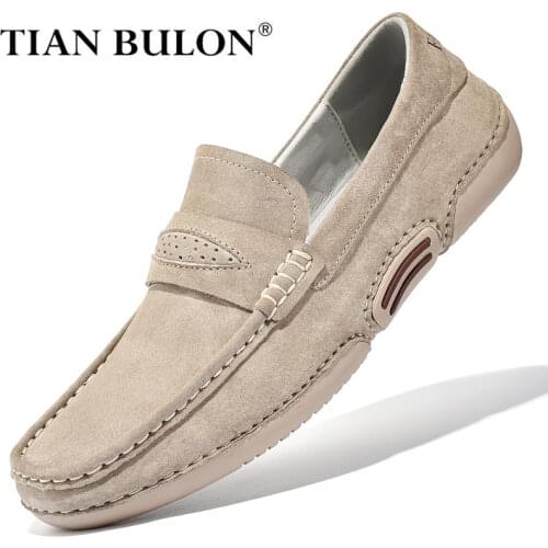 Suede Men Loafers Luxury Brand Italian Designer Men Casual Shoes Comfortable Slip-on Moccasins Men Genuine Leather Driving Shoes