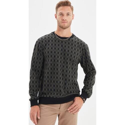 Trendyol Men 'S Regular Fit Cycling Collar Long-Sleeve Sweatshirt TMNAW22SW0434