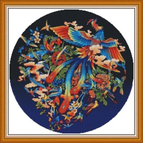 Birds pay homage cross stitch kit aida 14ct 11ct count print canvas cross stitches needlework embroidery DIY handmade