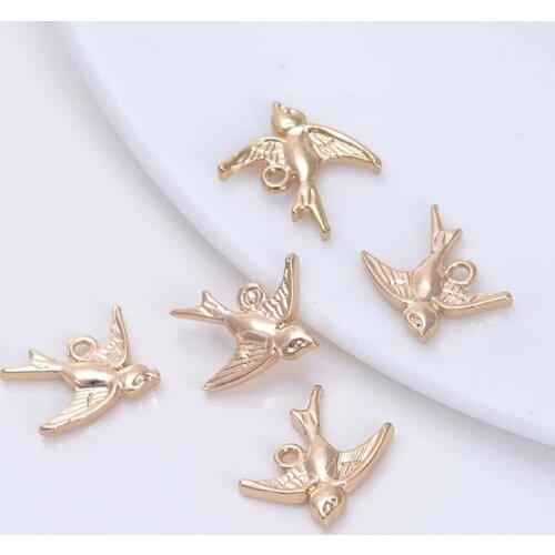 20PCS 16.5x17MM 24K Champagne Gold Color Plated Brass Swallow Charms Pendants High Quality Diy Jewelry Accessories