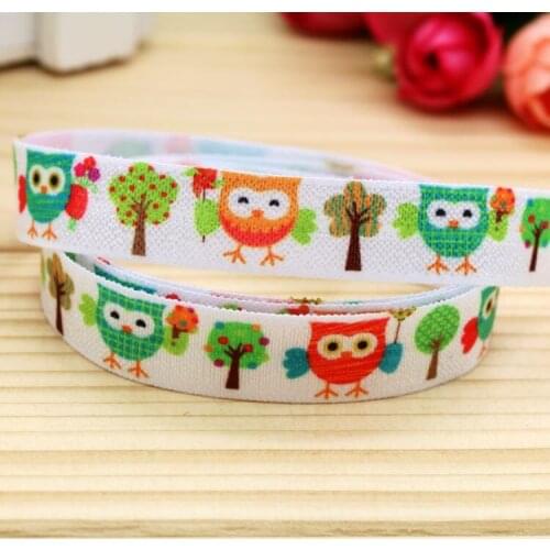 5/8'' Free shipping Fold Elastic FOE owl printed headband headwear hairband diy decoration wholesale OEM P5444