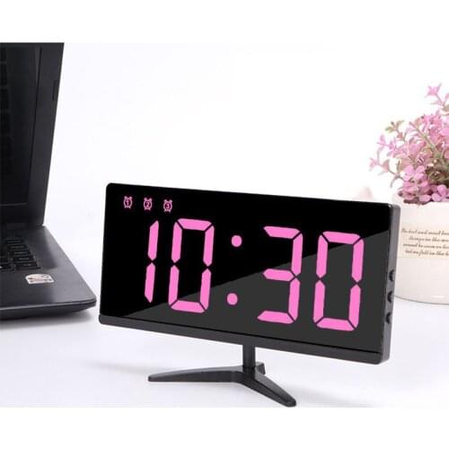 Simple electronic clock borderless TV alarm clock multi-function mirror clock can be external power supply 6615