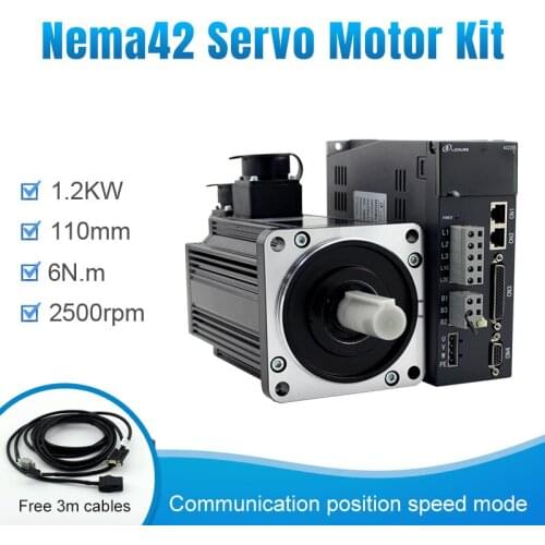220v AC servo motor and drive for nema42 110mm frame 1.2KW 2500rpm 6n.m with cable kit