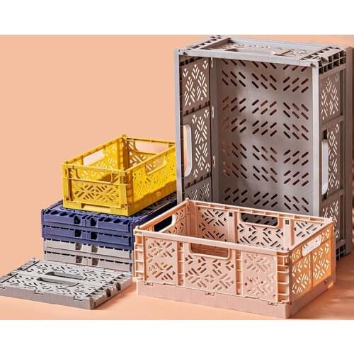Collapsible Crate High Capacity Plastic Folding Storage Box Flower Sundry Toys Snack Food Desktop Holder Home Organizing Case