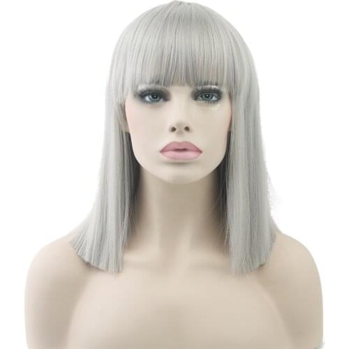 Soowee 8 Colors Short Straight Heat Resistant Synthetic Hair Gray Nature Black Women Party Cosplay Wigs