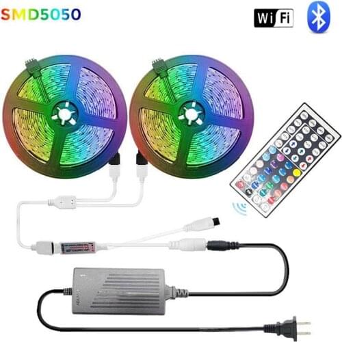 WIFI RGB LED Strip Light DC 12V SMD 5050 Flexible Diode Ribbon Tape RGB light Waterproof Bluetooth/IR Remote courtyard Lighting