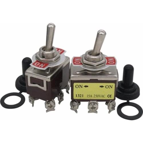 Taiss/3 Pcs 20A 125V ON/ON 6 Terminals 6 Pin 2 Position DPDT Rocker Toggle Switch + Waterproof Boot Cap Cover ten-1321