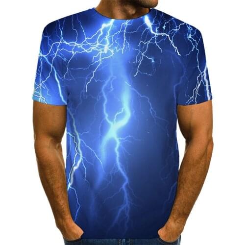 UNEY Lightning Shirt Graphic US Size T Shirt Paint Tshirt Men/Woman Round neck Tops La Tees