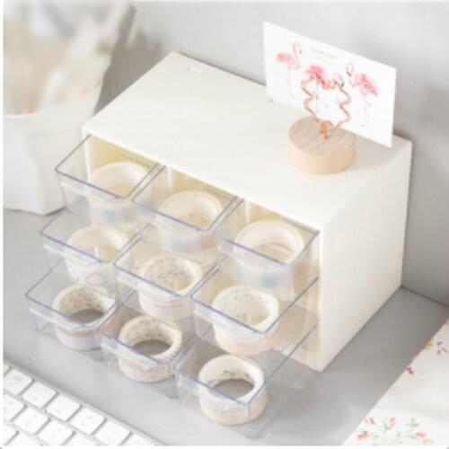9Grids Storage Box Korean Style Girls Heart Desktop Transparent Plastic Drawer Jewelry Cosmetic Boxes Bedroom Living Room Decor