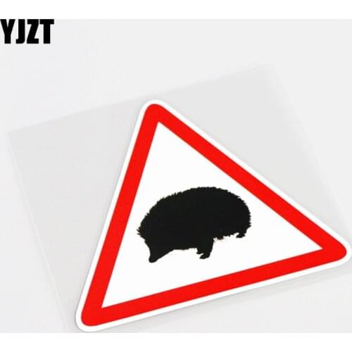 YJZT 11CM*9.4CM Funny Warning Mark Animal Hedgehog Car Sticker Decal PVC 13-0824