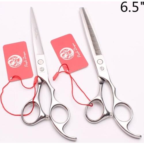 Z1006 6.5" 18.5cm Purple Dragon Silver Professional Human Hair Scissors Barbers Hairdressing Shears Cutting / Thinning Scissors